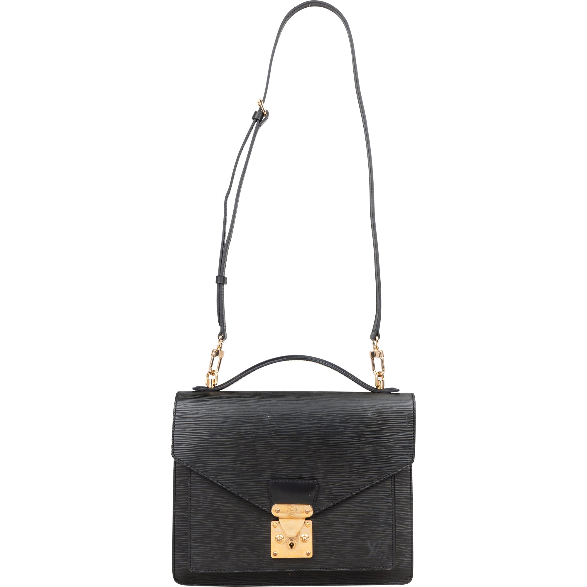 Louis Vuitton Noir Epi Leather Monceau Handbag - vintageandkickz
