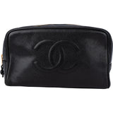 Chanel Noir Caviar CC Leather Pouch