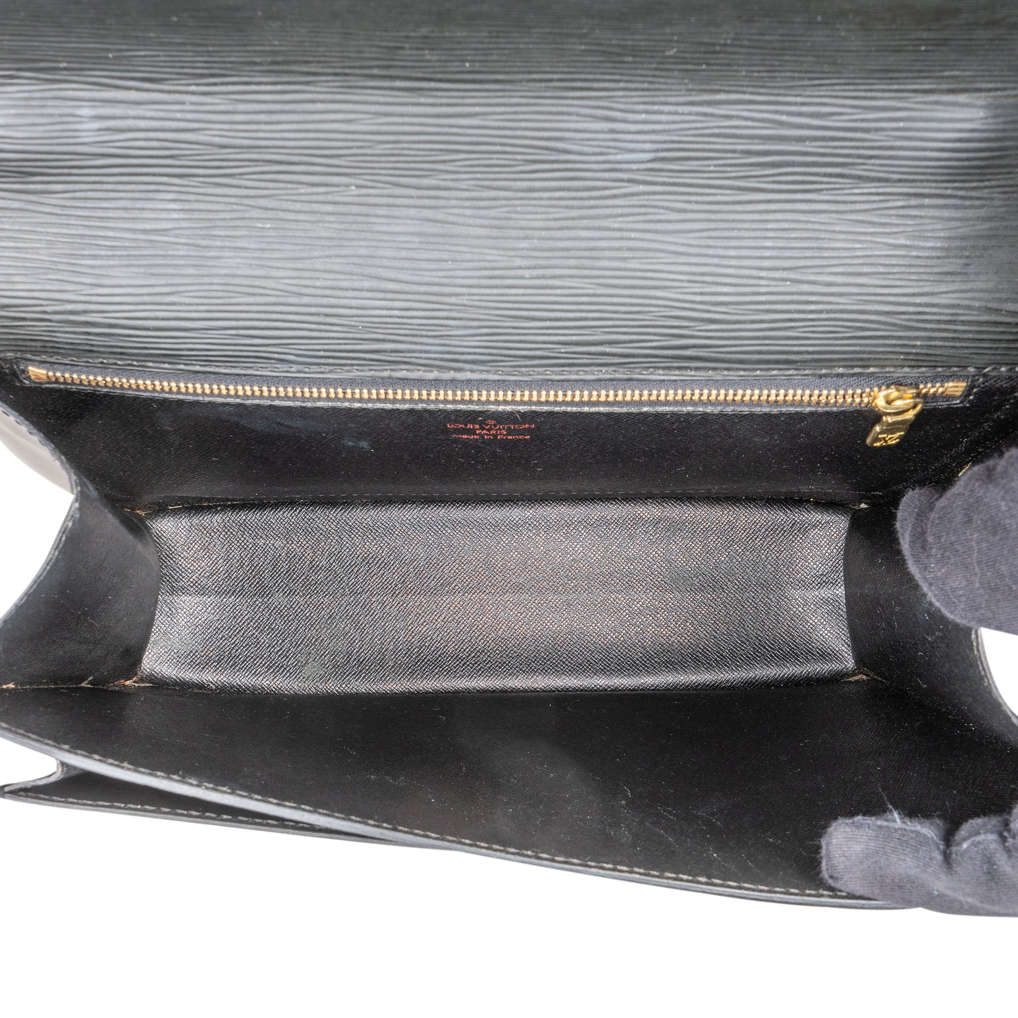Louis Vuitton Noir Epi Leather Monceau Handbag - vintageandkickz