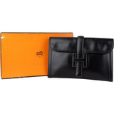 Hermès Noir Leather Jige Clutch