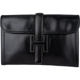 Hermès Noir Leather Jige Clutch