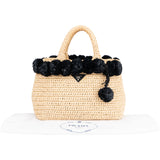 Prada Raffia Pompon Satchel Handbag