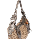 Gucci GG Monogram Bamboo Horsebit Hobo Bag