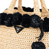 Prada Raffia Pompon Satchel Handbag