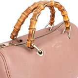 Gucci Pink Leather Bamboo Handbag