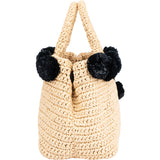 Prada Raffia Pompon Satchel Handbag