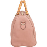 Gucci Pink Leather Bamboo Handbag