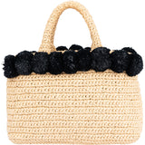 Prada Raffia Pompon Satchel Handbag