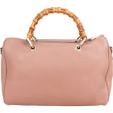 Gucci Pink Leather Bamboo Handbag