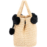 Prada Raffia Pompon Satchel Handbag