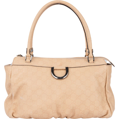 Gucci GG Leather Monogram Abbey Handbag - vintageandkickz