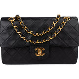 Chanel Quilted Lambskin 24K Gold Small Double Flap Crossbody Bag