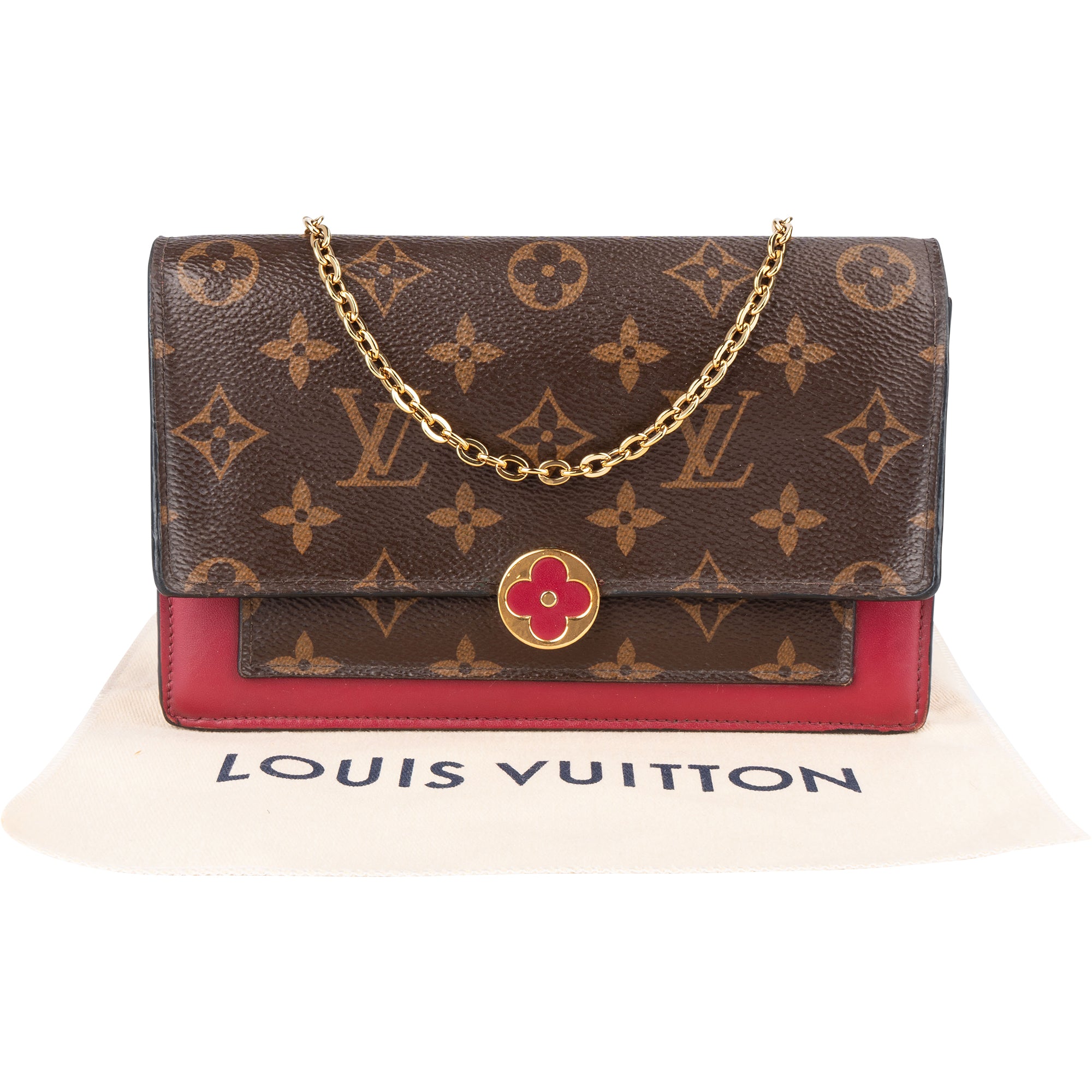 Louis Vuitton Monogram Canvas Flore Wallet On Chain Crossbody Bag - vintageandkickz