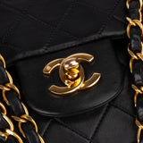 Chanel Quilted Lambskin 24K Gold Small Double Flap Crossbody Bag