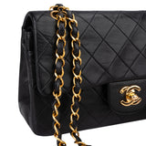 Chanel Quilted Lambskin 24K Gold Small Double Flap Crossbody Bag