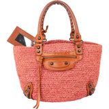 Balenciaga Raffia Panier City Handbag