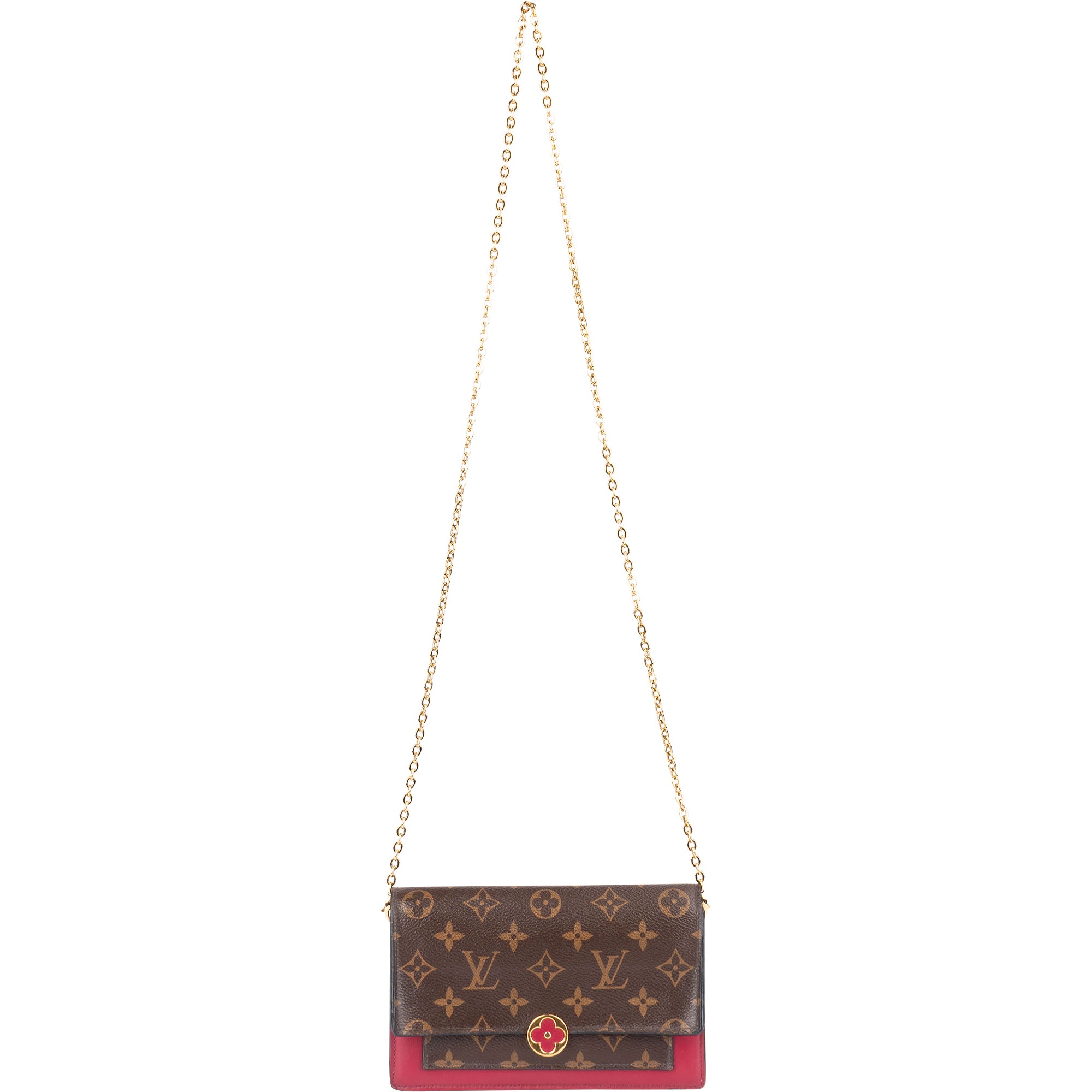 Louis Vuitton Monogram Canvas Flore Wallet On Chain Crossbody Bag - vintageandkickz