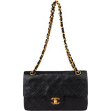 Chanel Quilted Lambskin 24K Gold Small Double Flap Crossbody Bag