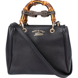 Gucci Black Leather Bamboo Handbag