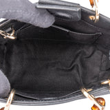 Gucci Black Leather Bamboo Handbag
