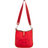 Hermès Rouge Wool Felt Evelyne PM Crossbody Bag