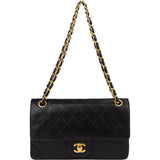 Chanel Quilted Lambskin 24K Gold Double Flap Shoulder Bag