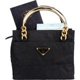 Prada Nylon Triangle Golden Metallo Mini Handbag