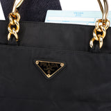 Prada Nylon Triangle Golden Metallo Mini Handbag