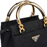 Prada Nylon Triangle Golden Metallo Mini Handbag