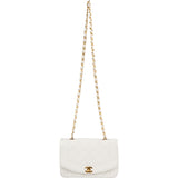 Chanel Quilted Lambskin 24K Gold Single Flap Diana Crossbody Bag