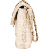 Chanel Limited Tweed 24K Gold Single Flap Shoulder Bag