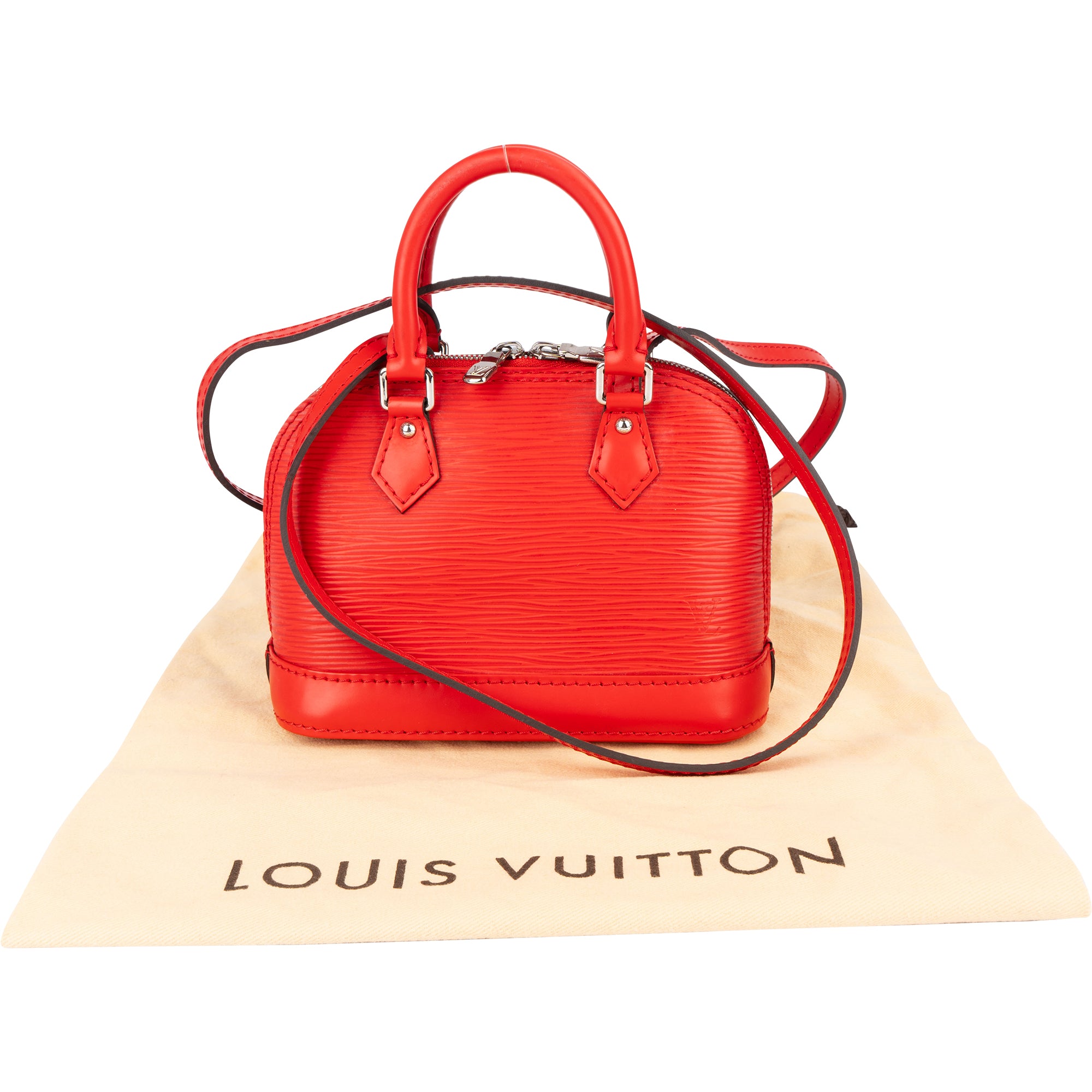 Louis Vuitton Red Epi Leather Nano Alma BB Crossbody Bag - vintageandkickz