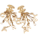 Chanel Crystal Spellout Earrings