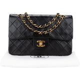 Chanel Quilted Lambskin 24K Gold Small Double Flap Crossbody Bag