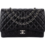 Chanel Quilted Lambskin Palladium Maxi Double Flap Crossbody bag