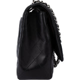 Chanel Quilted Lambskin Palladium Maxi Double Flap Crossbody bag