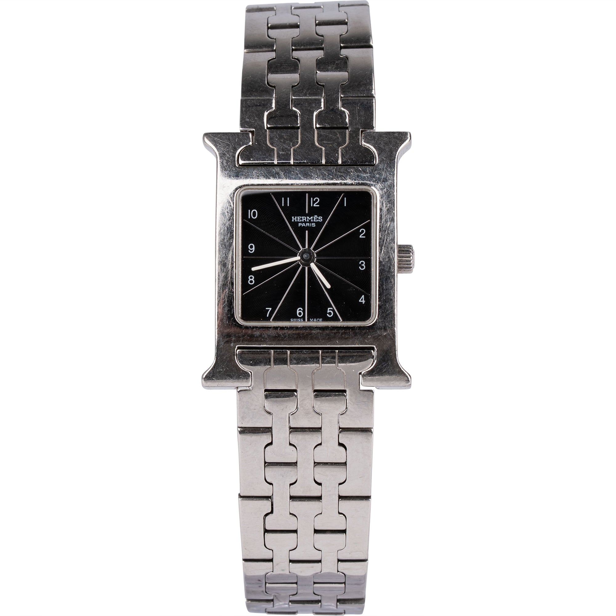 Hermès Silver Tone Heure H HH.1.210 Women Watch - vintageandkickz