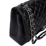 Chanel Quilted Lambskin Palladium Maxi Double Flap Crossbody bag