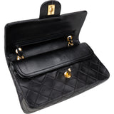 Chanel Quilted Lambskin 24K Gold Small Double Flap Crossbody Bag