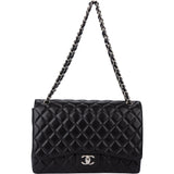 Chanel Quilted Lambskin Palladium Maxi Double Flap Crossbody bag