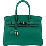 Hermès Vert Vertigo Verso Taurillon Clemence Leather Birkin 30 Handbag (2018)