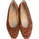 Gucci Brown Suede Leather GG Ballerinas (36)