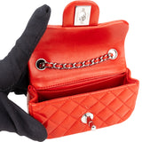 Chanel Quilted Lambskin Palladium Micro Single Flap Crossbody Bag