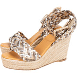Hermès Tricolor Metallic Woven Espadrilles (34)