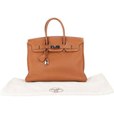 Hermès Brun Clemence Leather Birkin 35 Handbag