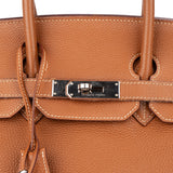 Hermès Brun Clemence Leather Birkin 35 Handbag
