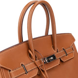 Hermès Brun Clemence Leather Birkin 35 Handbag