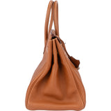 Hermès Brun Clemence Leather Birkin 35 Handbag