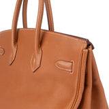 Hermès Brun Clemence Leather Birkin 35 Handbag