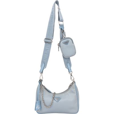 Prada Blue Nylon Triangle Re-Editon Crossbody Bag